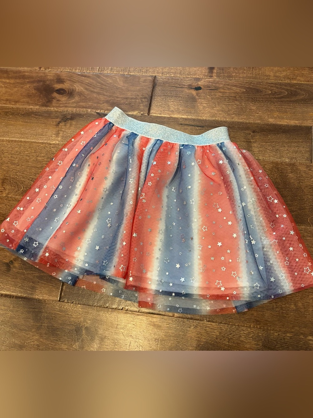 Cat & Jack Red and Blue Star Stripe Tulle Skater Skirt